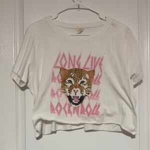 White Graphic Cropped Tee